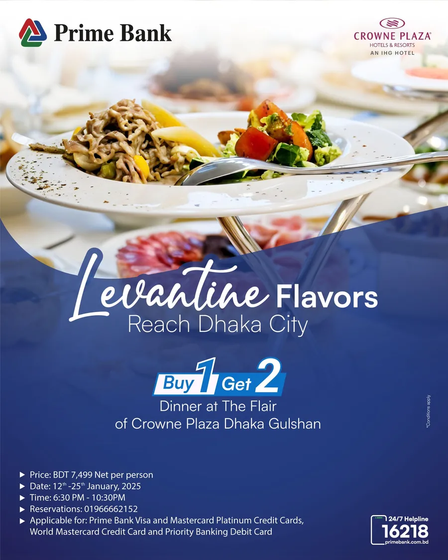 Experience perfection of Levantine Cuisines with B1G2 at Crowne Plaza Dhaka.