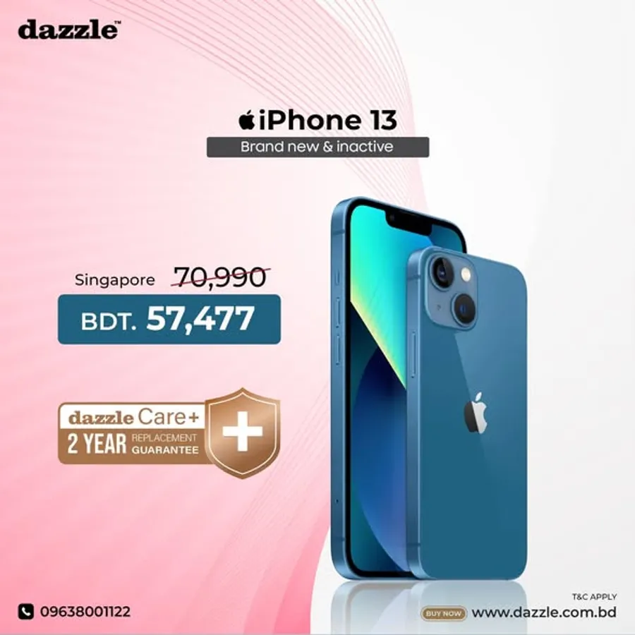 Dazzle Care+ এর সঙ্গে এখনই পেয়ে যান iPhone, ১ বছরের ব্র্যান্ড নিউ রিপ্লেসম্যান্ট গ্যারান্টি সহ!