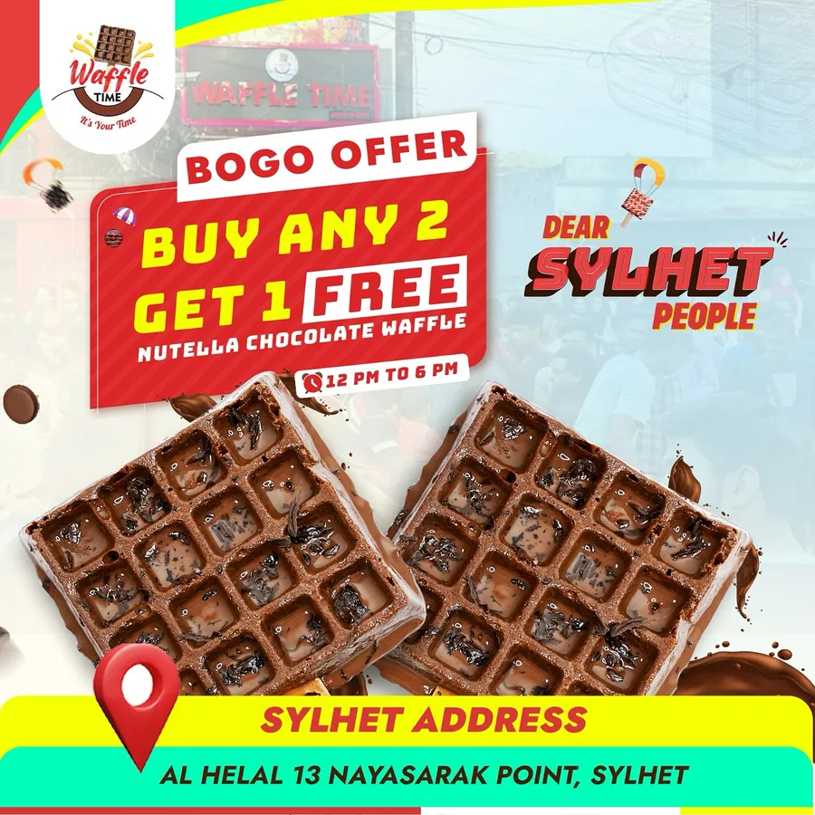 Enjoy buy any 2 waffles to get 1 Nutella Chocolate waffle free