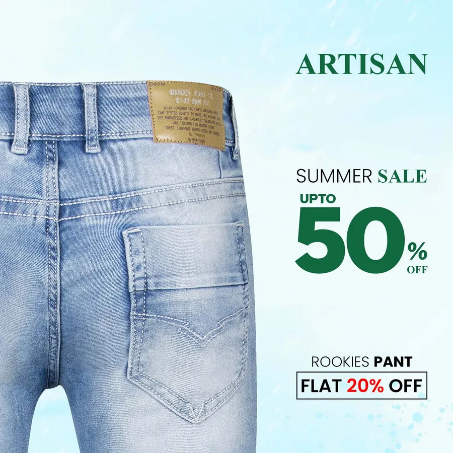 Get UP TO 50% OFF on your favorite styles and enjoy a Flat 20% Discount on the entire Rookies Pants Collection at Artisan Outfitters