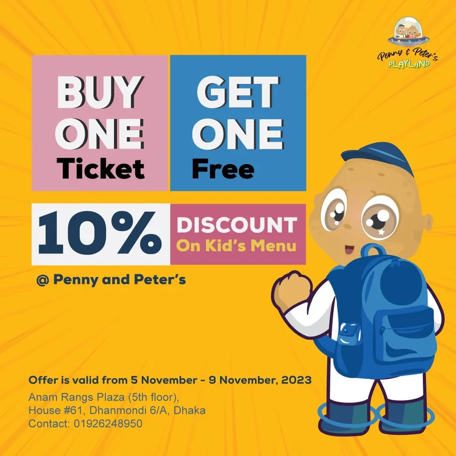 Enjoy tasty food, a 10% discount on kid's meals, and a Buy-One-Get-One-Free deal on Playland tickets