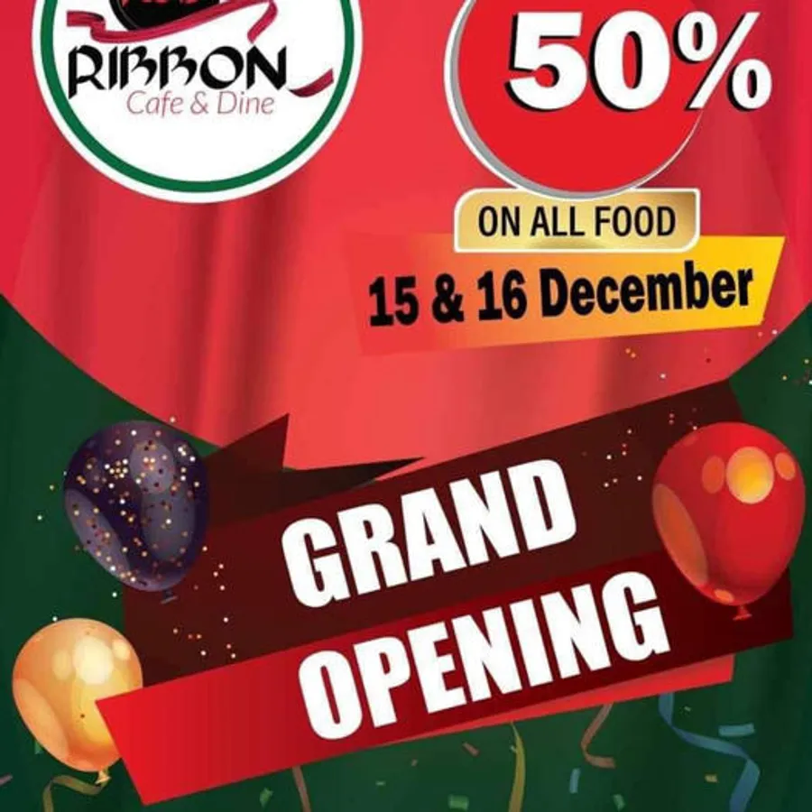 Flat 50% discount on all foods at Red Ribbon Cafe&Dine