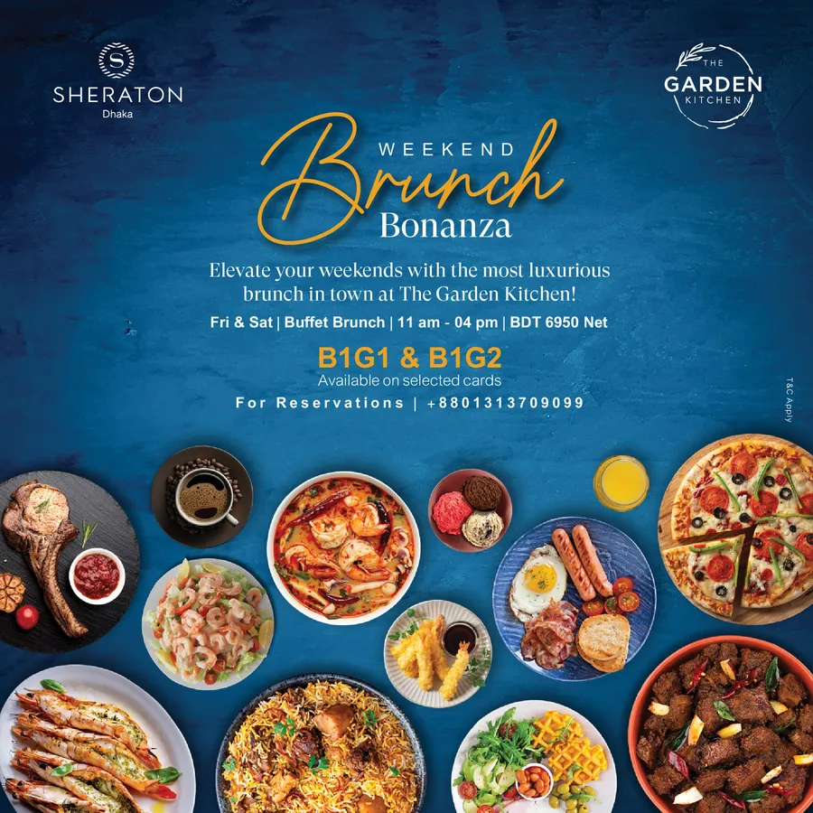 Buy one get one buffet offer on selected cards at Sheraton Dhaka