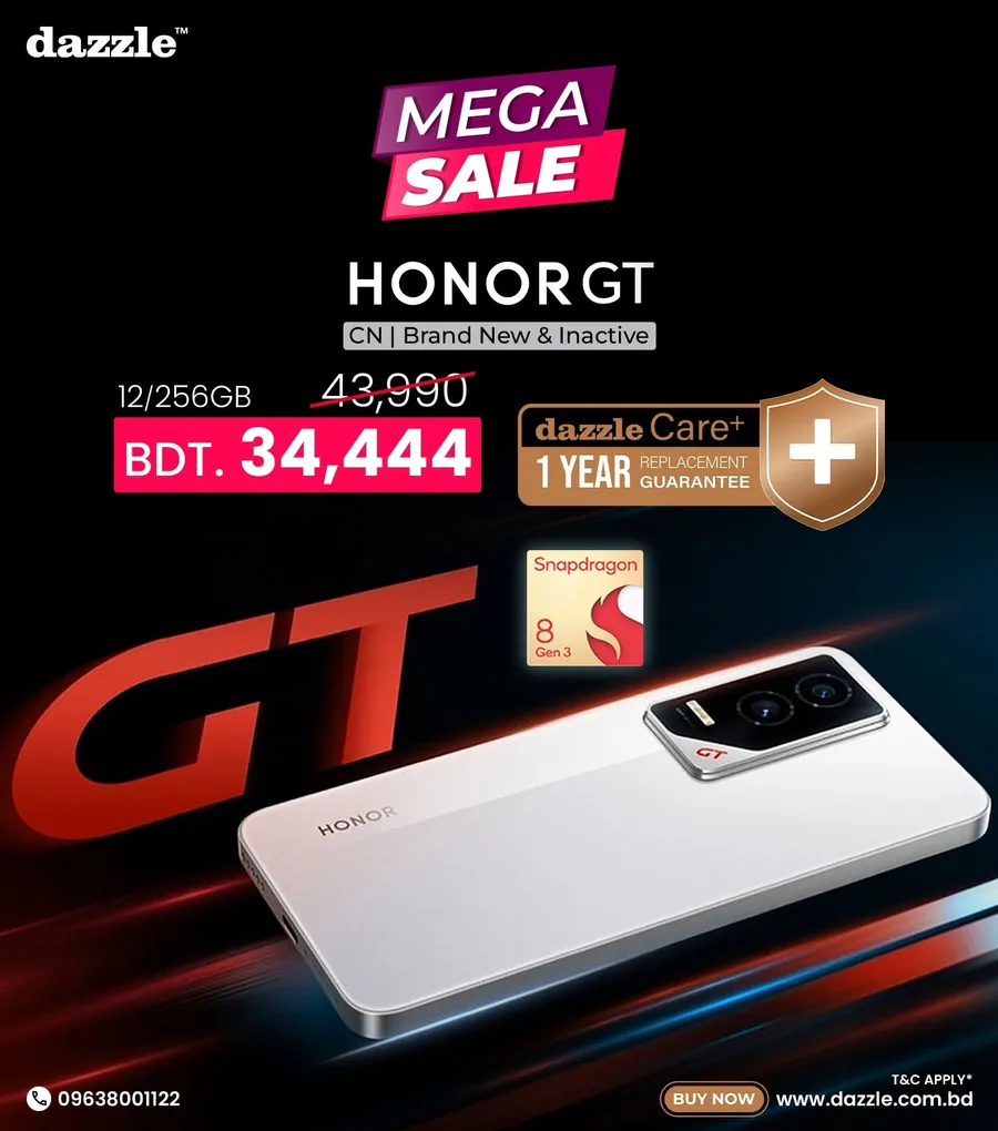 Honor GT 12/256 GB 25% discount at Dazzle