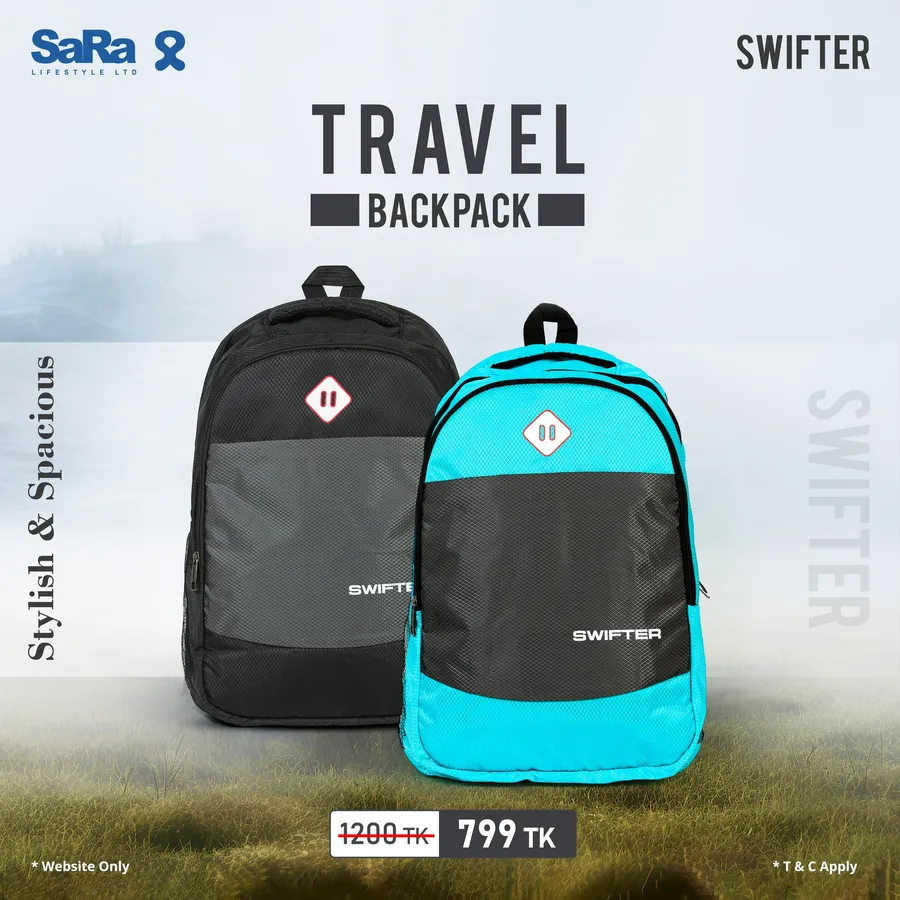 Get 400 TK discount on travel back pack at SaRa Lifestyle Ltd.