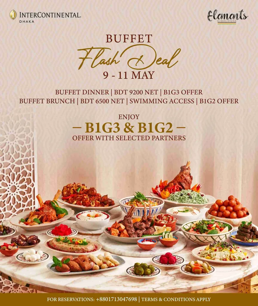 Buy 1 get 3 & buy 1 get 2 buffet offer
