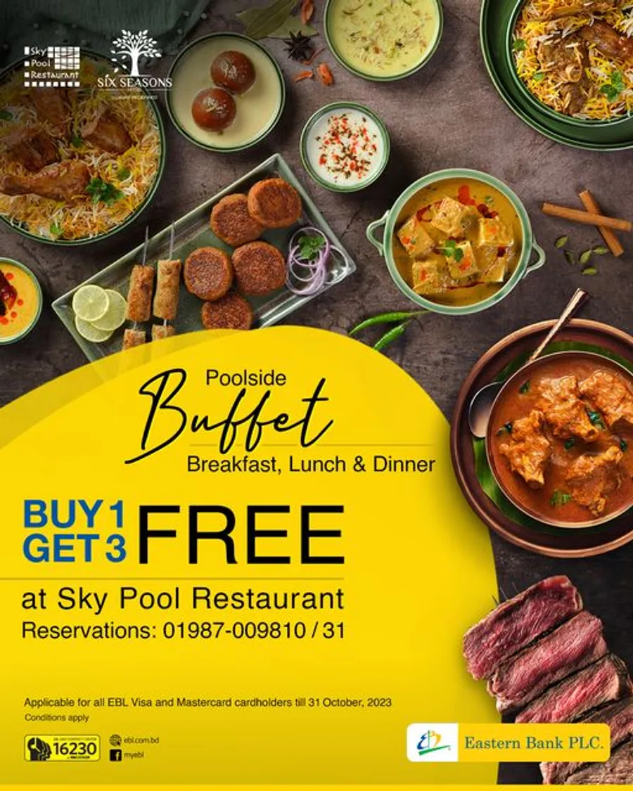 Enjoy Buy 1 Get 3 Free at Six Seasons Hotel using EBL Cards