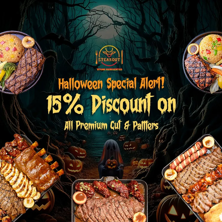 Get flat 15% discount on platters and steaks at Steakout