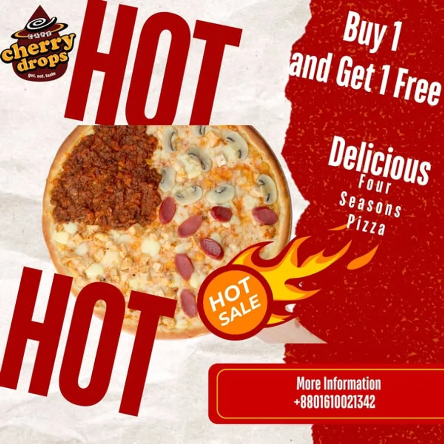 Buy 1 Pizza and Get 1 Free with All New Authentic Continental Cuisine Menu at  Cafe Cherry Drops