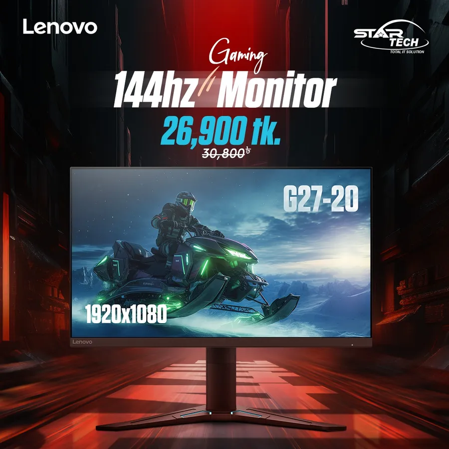 Lenovo G27-20 Gaming Monitor 3,900 TK Discount at Star Tech Ltd