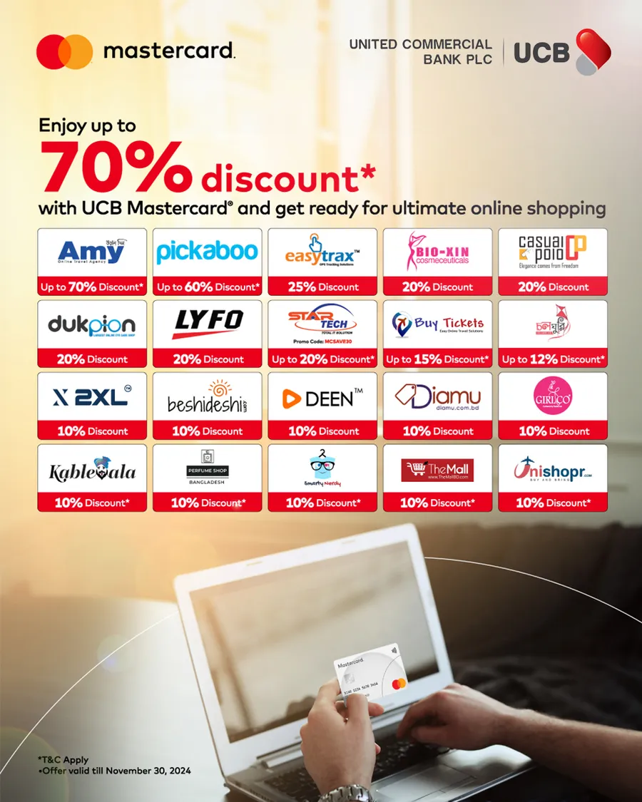 Shop Smart, Save Big! Enjoy up to 70% Discount on Online Shopping with UCB Mastercard!