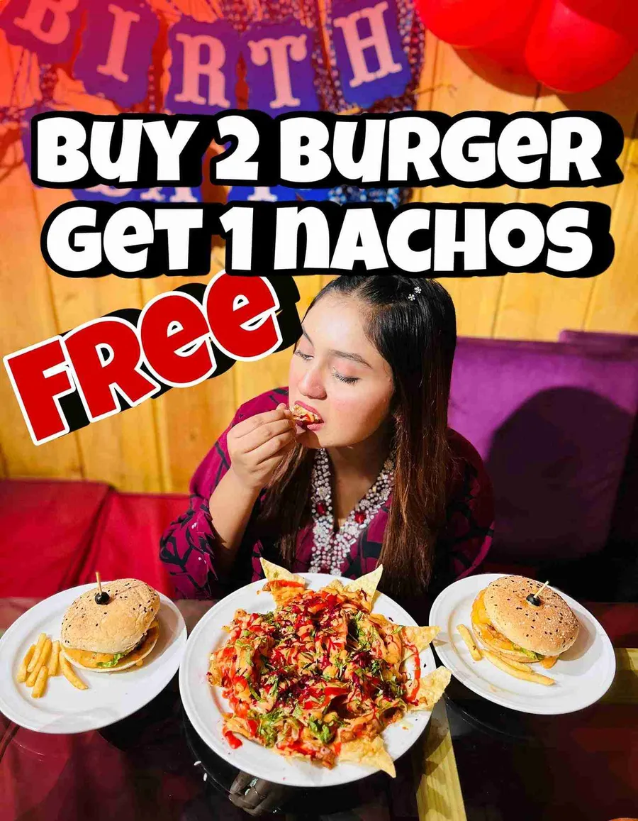 Buy burger get nachos free at crush station shonirakhra