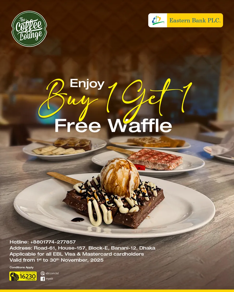 Enjoy Buy 1 Get 1 free Waffle at The Coffee Lounge