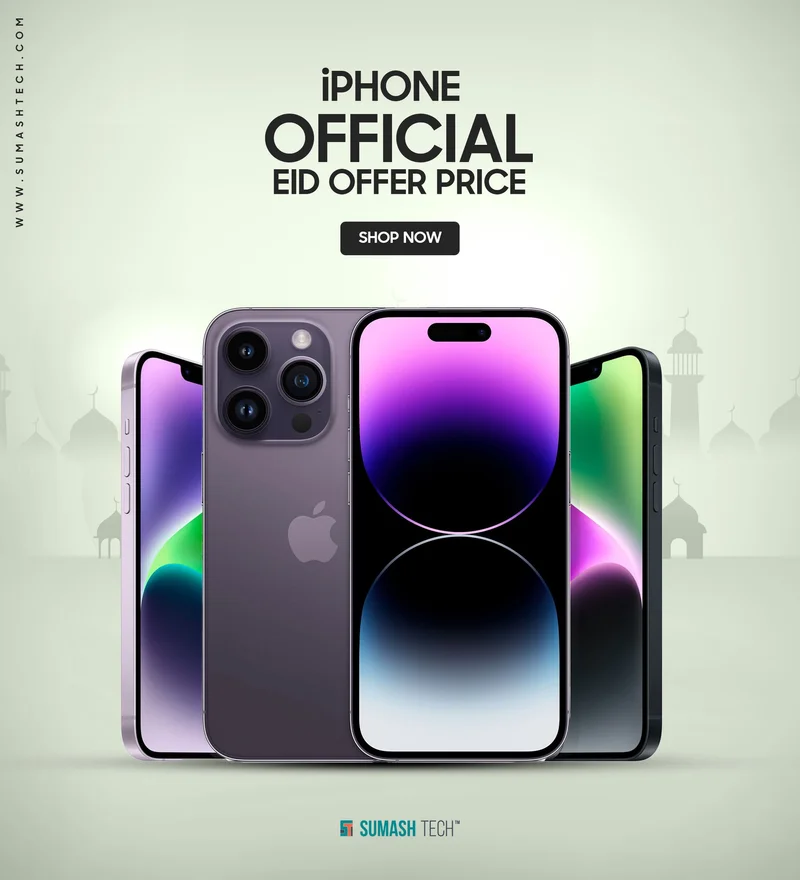 Official iPhone 14 Pro(17,500 TK OFF) & 14 Pro Max are getting huge discount in Eid offer at Sumash Tech