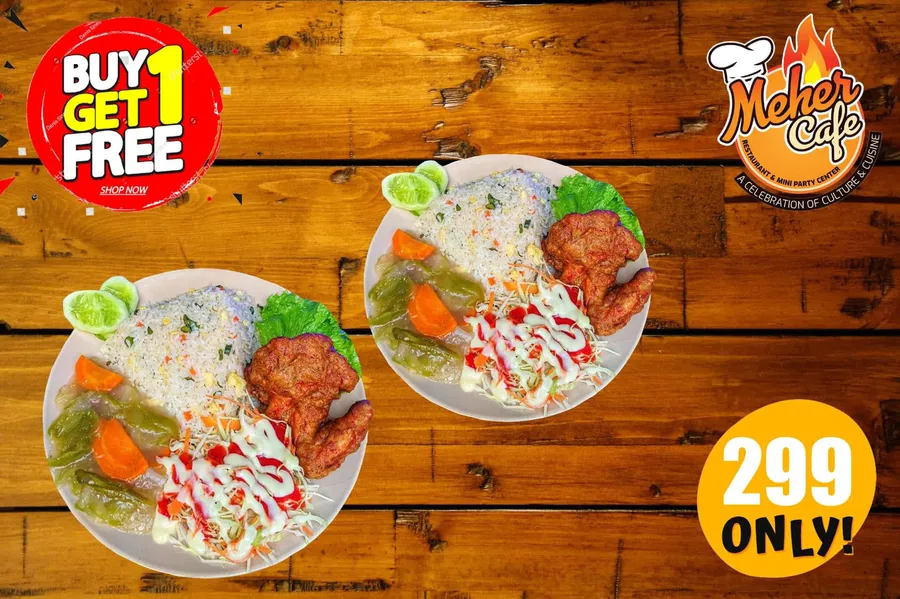 Buy one get one platter offer at Meher Cafe