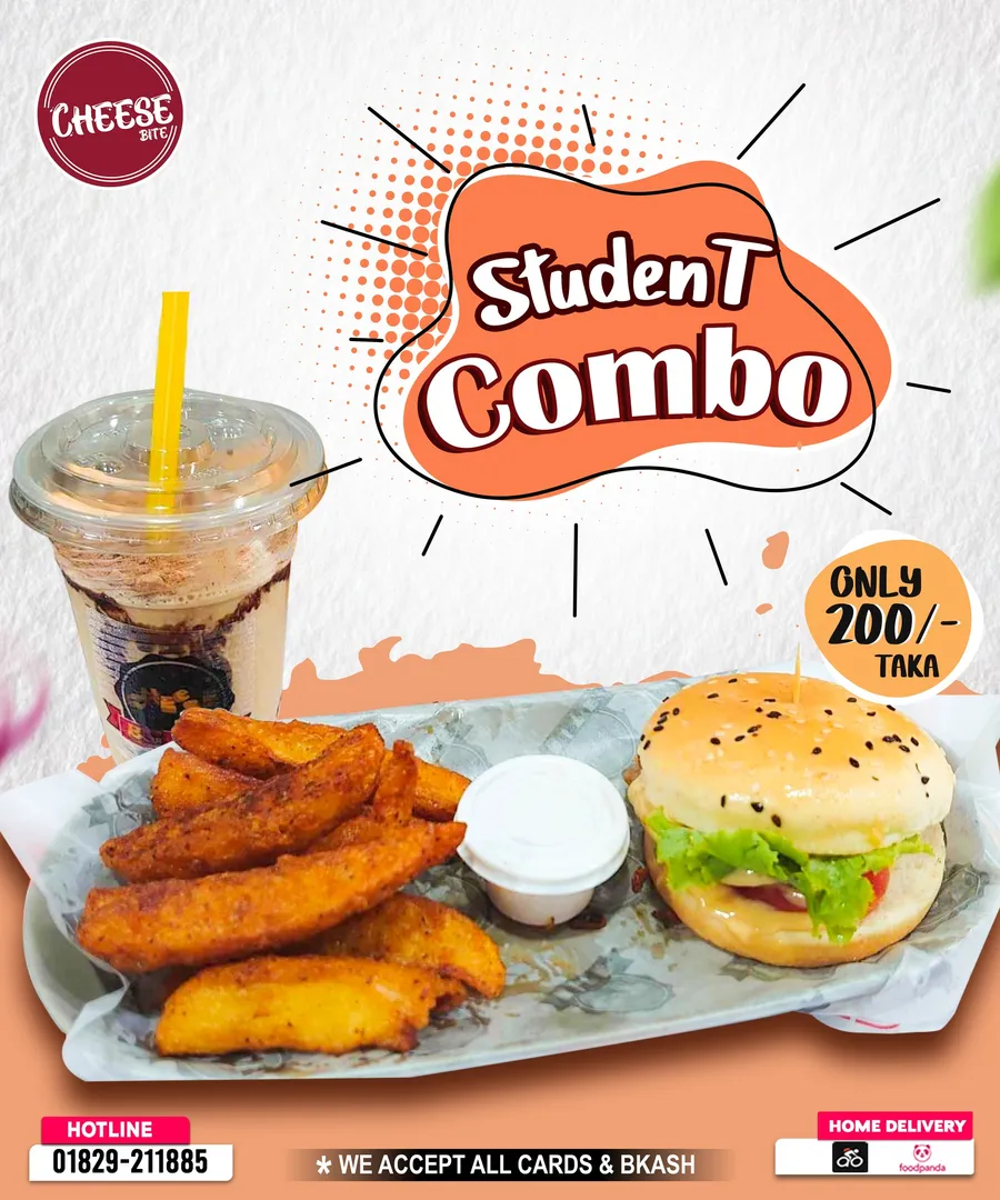 Student Combo offer Burger | Wedges and Oreo shake at Cheese Bite