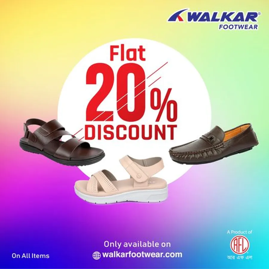 Flat 20% Discount On Shoes at Walkar Footwear