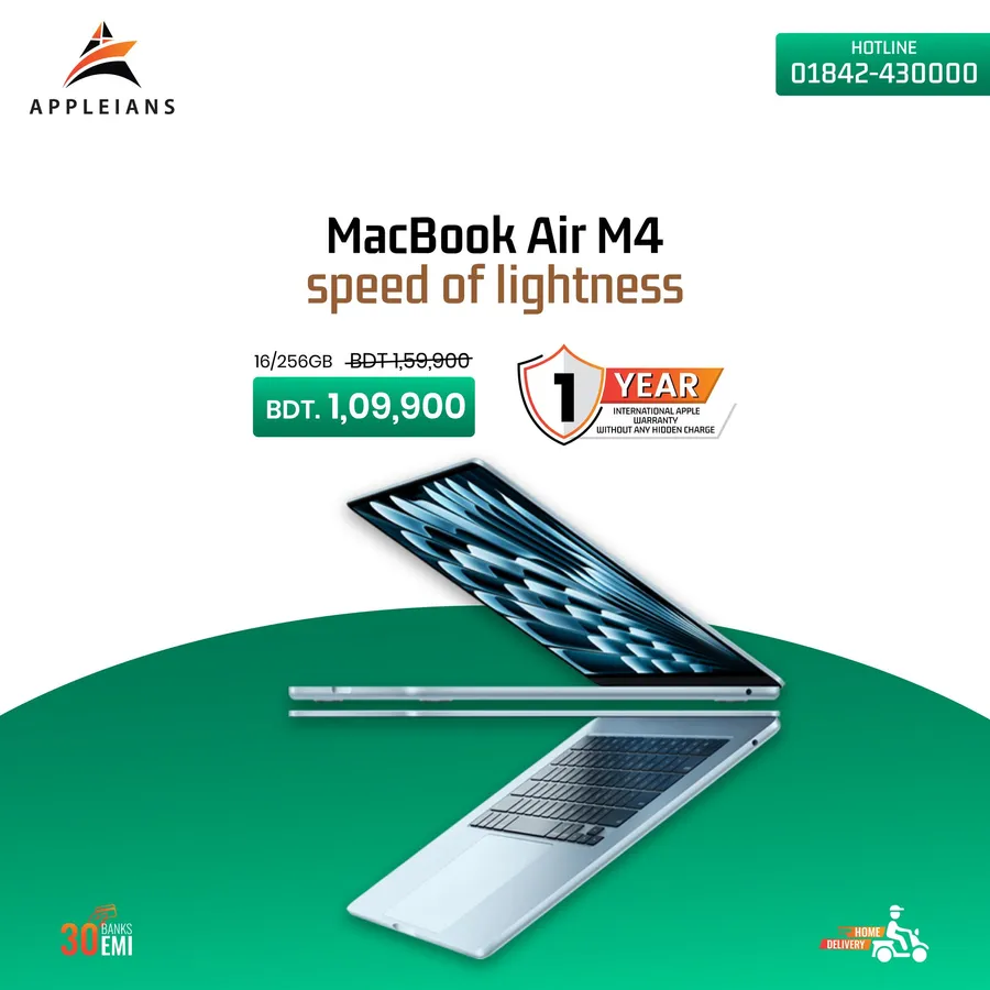 Macbook Air M4 speed of lightness 40,000 TK discount at Appleians