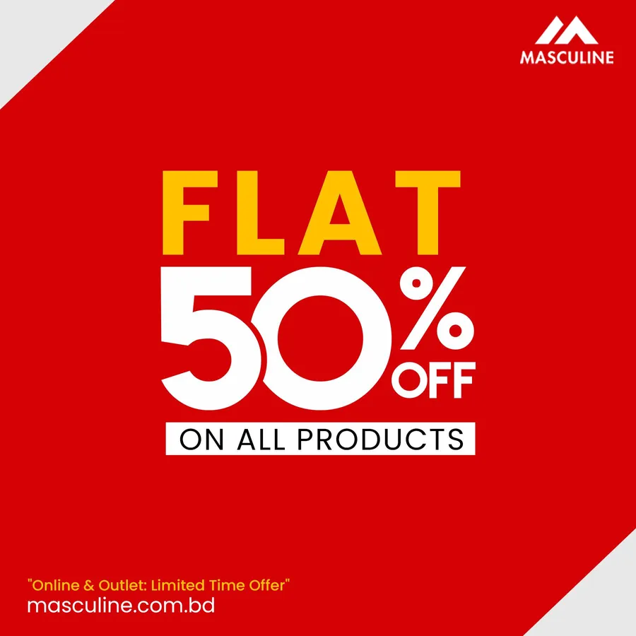 Flat 50% off on all products at Masculine