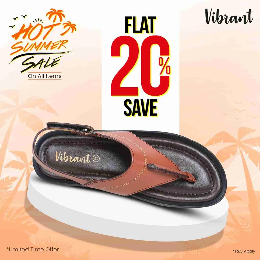 Hot summer sale flat 20% discount footwear at Vibrant