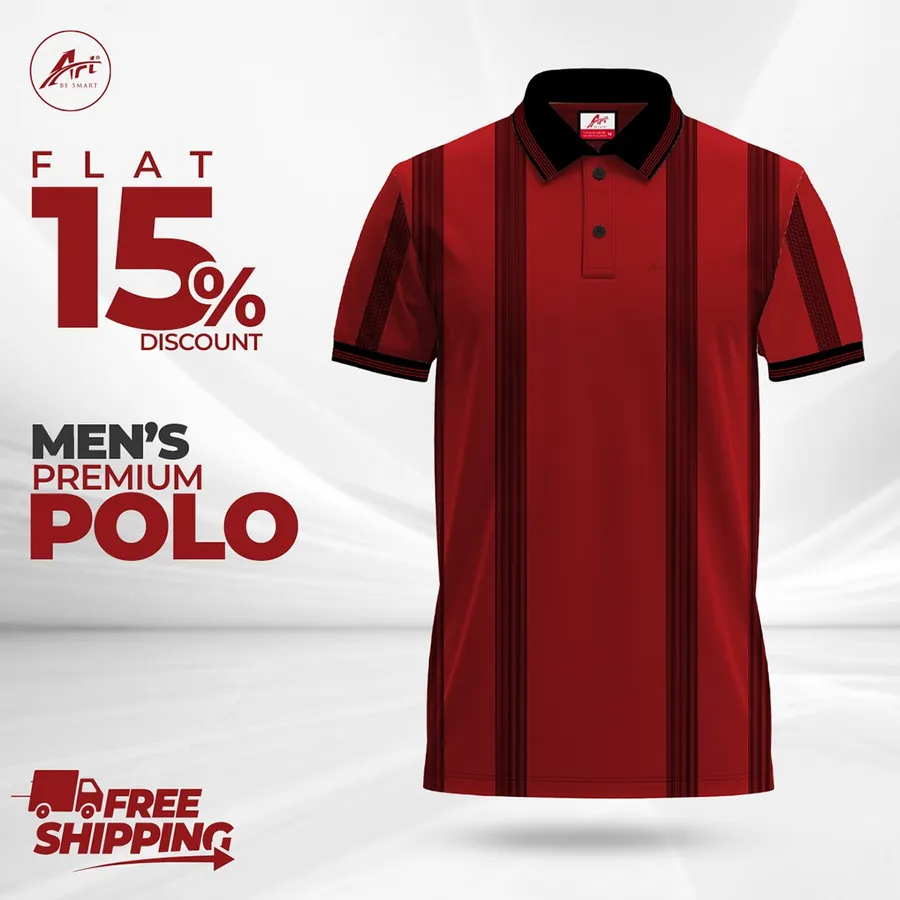 Get Flat 15% Discount Plus Free Delivery On Men Premium Polo T-Shirt at ART