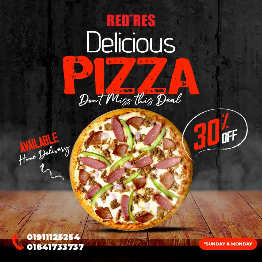 RedRes offering 30% discount on Pizza