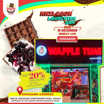 20% discount on all menu item at Waffle TIme