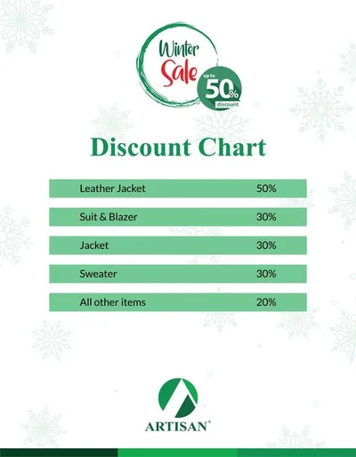 ARTISAN Winter Sale offers up to 50% OFF