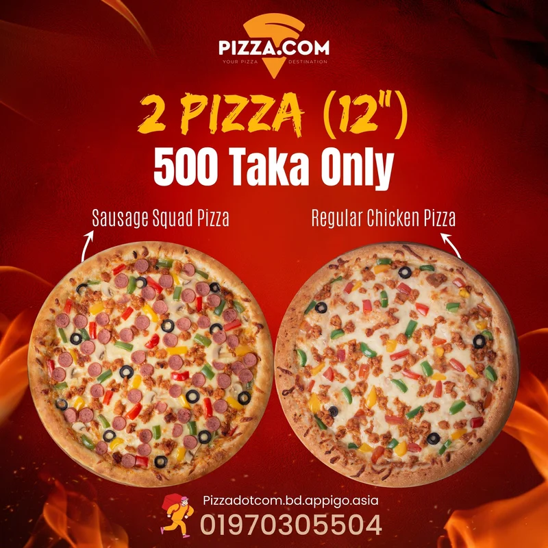 12 inches 2 pizza only at 500 TK at Pizza.Com