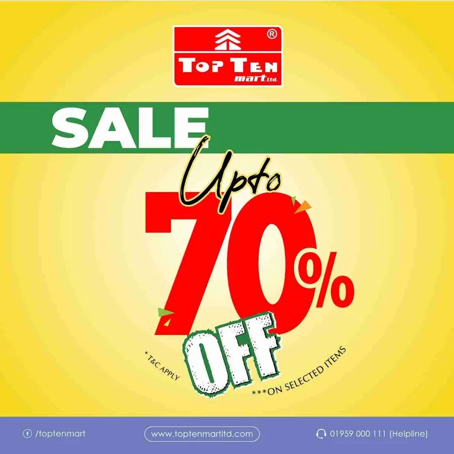 Upto 70% discount at top ten mart