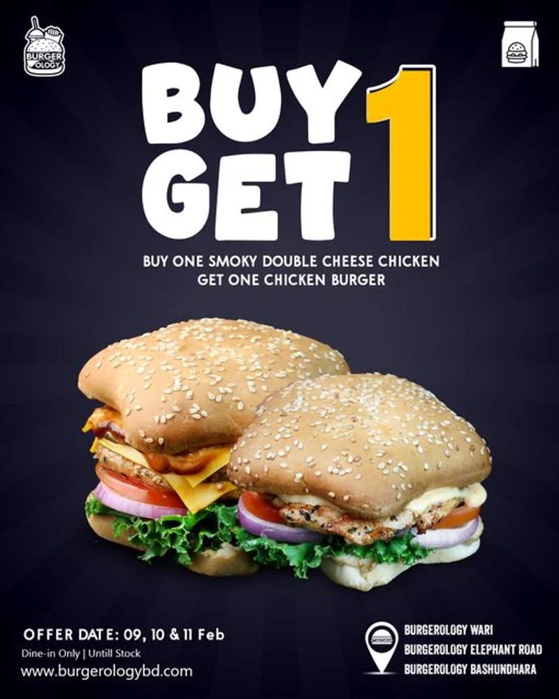 Buy One Get One Offer on Burger at Burgerology