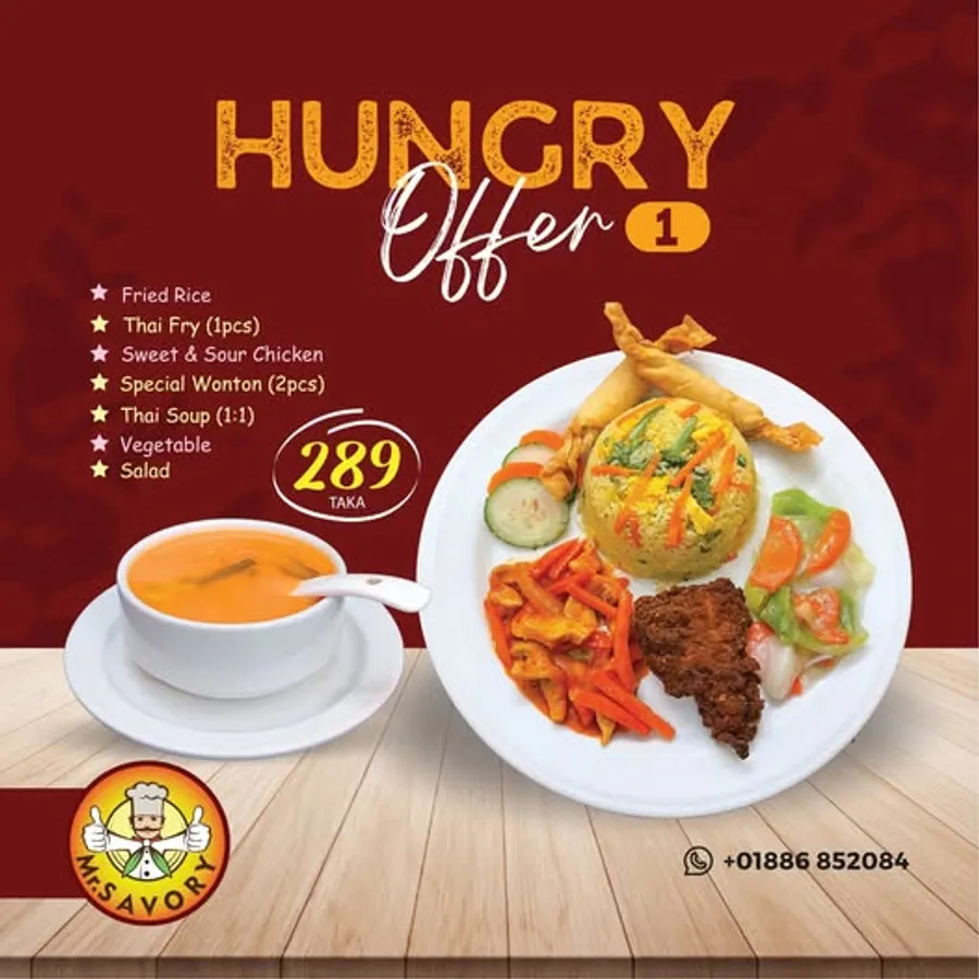 7 items budget friendly hungry offer 3 at Mr. Savory