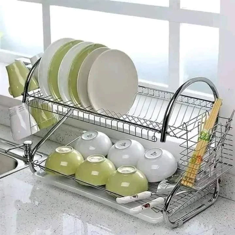 2 Layer Dish Drainer Kitchen Rack 200TK Off Kitchen Garden-কিচেন গার্ডেন