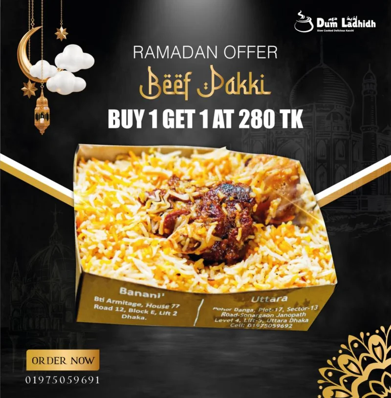 Buy 1 Get 1 Single Beef Pakki & Murgh Dum Kacchi | Kacchi Bogo Offer at Dum Ladhidh Banani