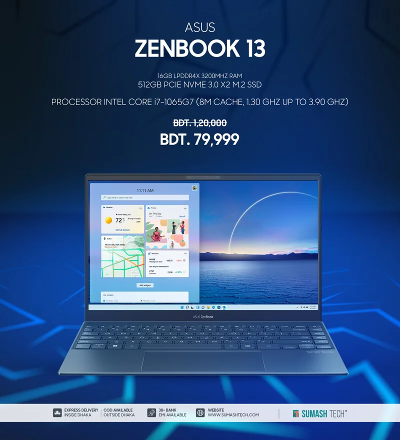 Asus Zenbook 13  - 40,000 BDT Discount | Laptop Discount at Sumash Tech