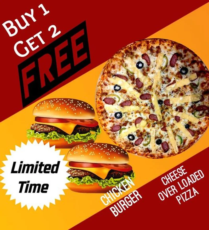 Buy 1 Pizza Get 2 Burgers | Bogo Offer at The Pizza factory