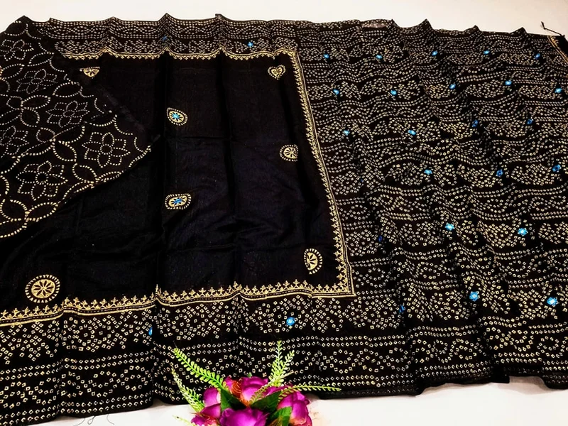 Silk bangle saree 12 hands Body mounting and mirror work Offer Price at Poridhan Valley