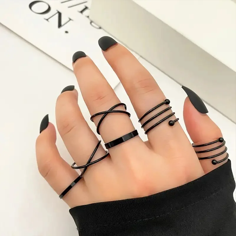 6pcs Black Spiral Ring Set Only 99TK at 99 Shop BD