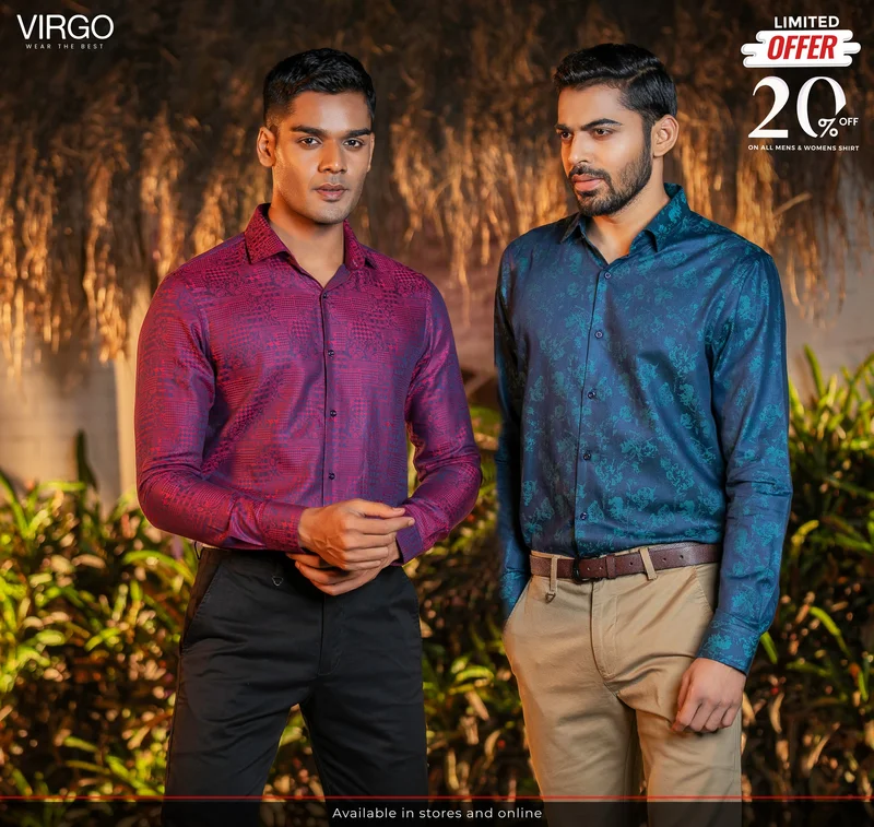 Flat 20% Off on all Men's Shirt at VIRGO