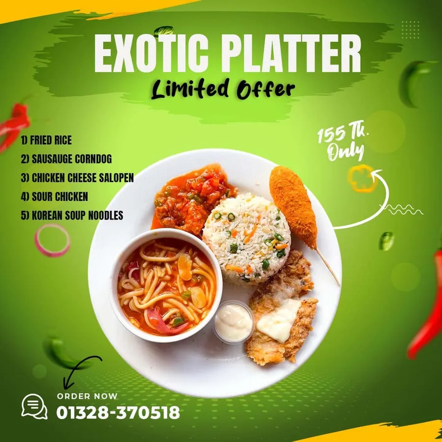 Exotic platter 5 items offer only 155 TK at Mr Chef Kitchen