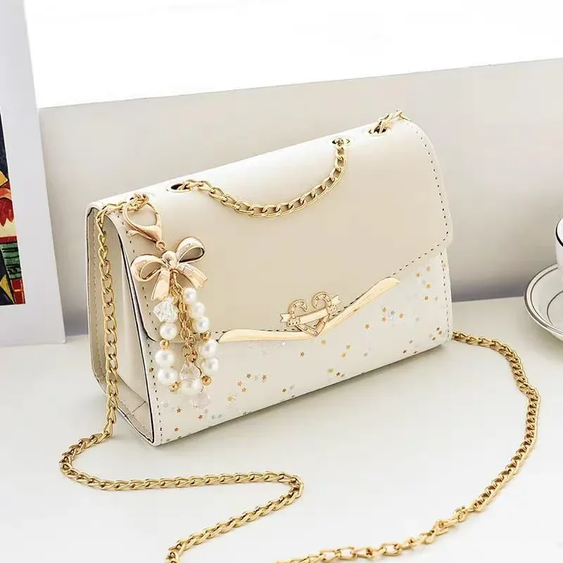 Star Pattern Flap Chain Square Bag With Bow Charm at Only 99 ShopBd