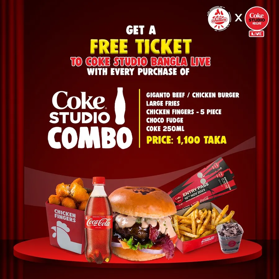 Get a free ticket to coke studio bangla live with every purchase of coke studio combo at Chillox