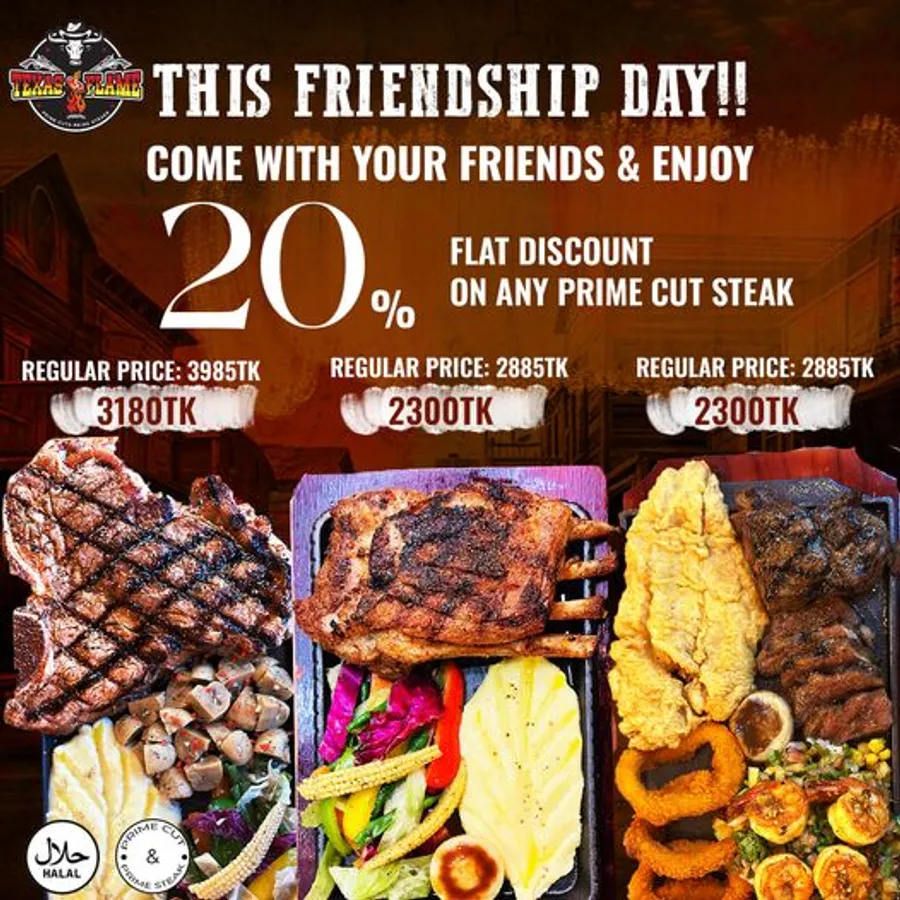 20% Flat Discount On Any Prime Cut Steak at Texas Flame