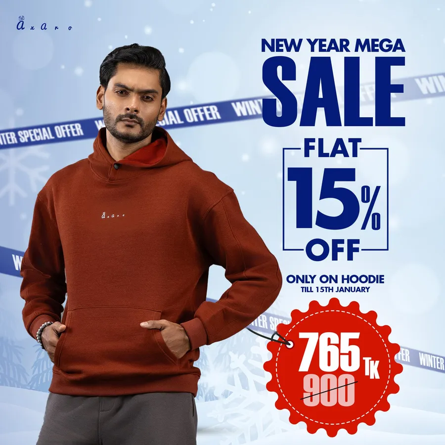 New year mega sale flat 30% discount on hoodie at AXARO