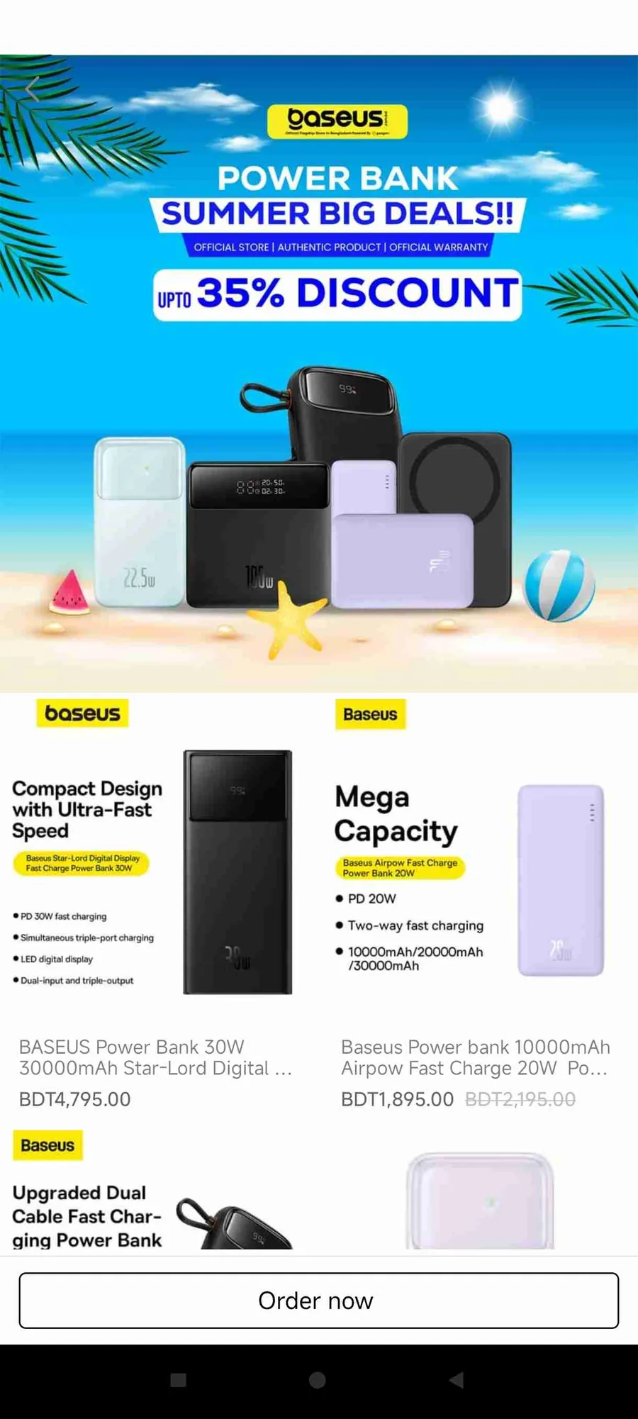 Upto 35% discount on power banks at baseus