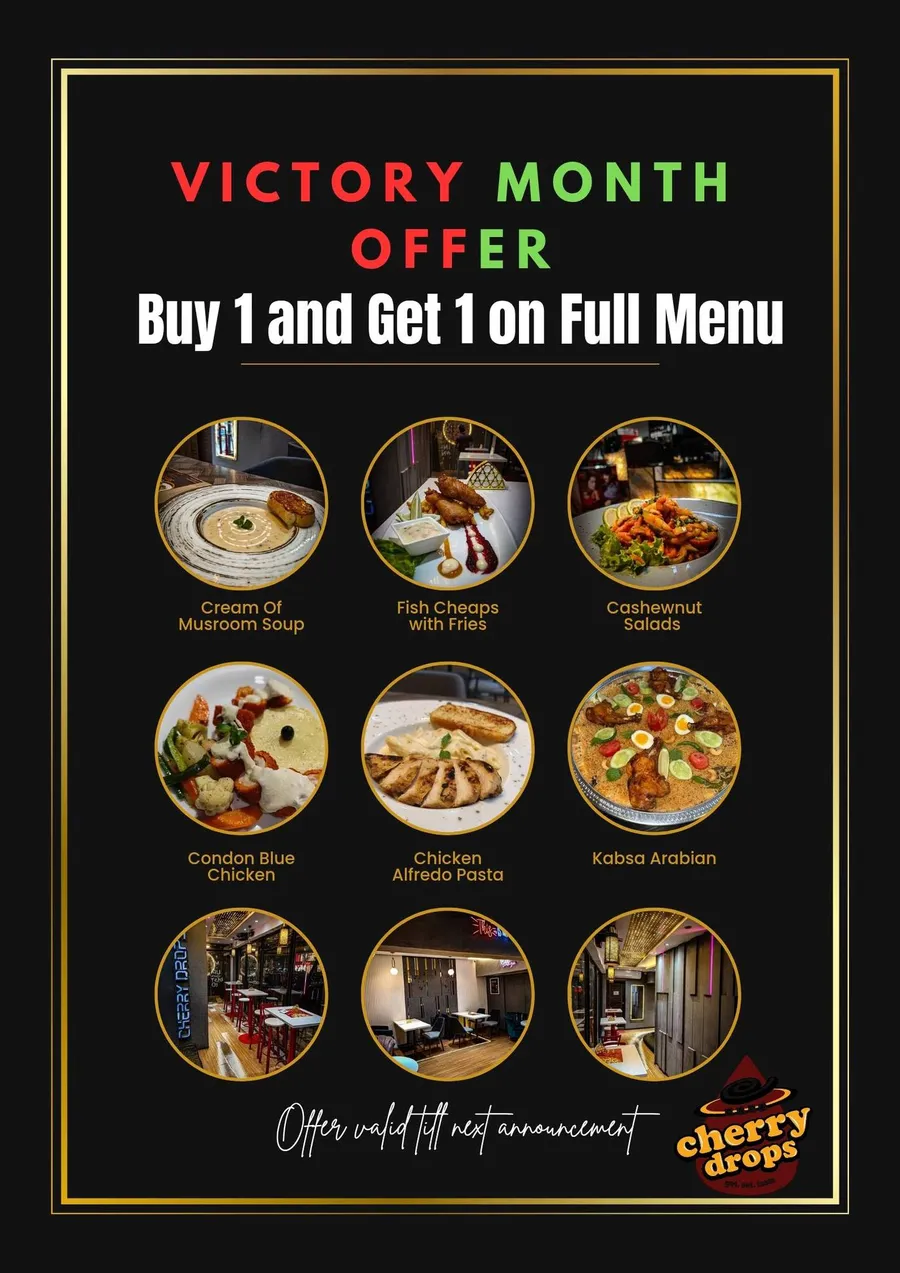 ​Buy 1, Get 1 FREE on our FULL MENU at Cafe Cherry Drops