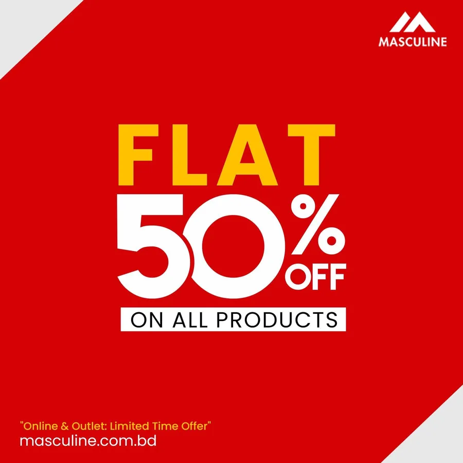 Flat 50% off on all products On Masculine 🔥