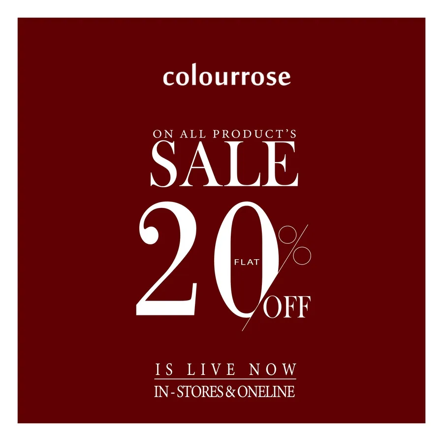 Get flat 20% discount on all products at Colourrose