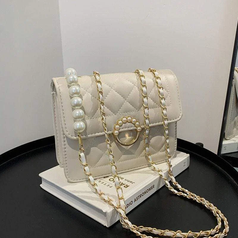 Beautiful Fashionable PU Leather Pearl Bag (Grade-A)