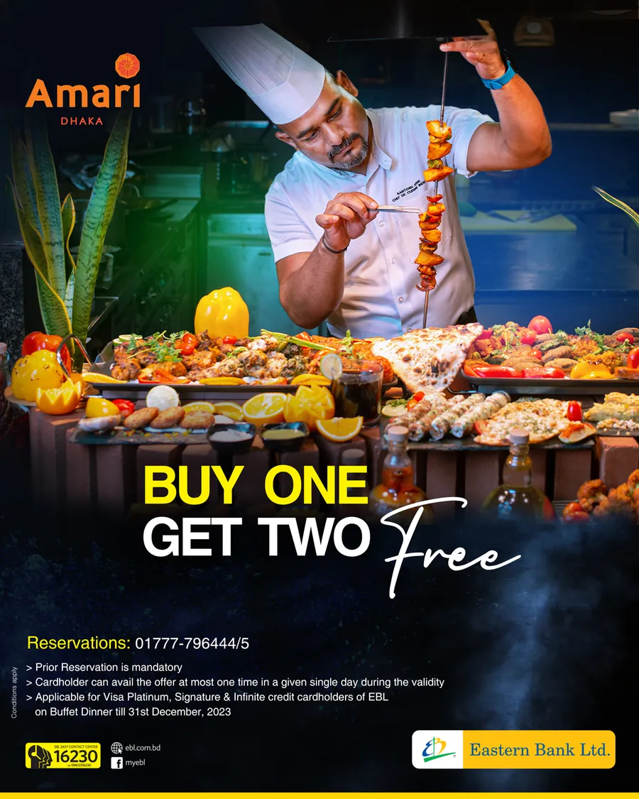 Enjoy Buy 1 Get 2 free at Amari Dhaka using EBL Cards